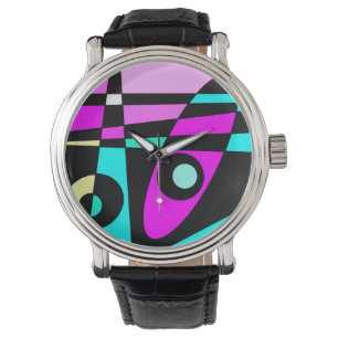 Abstrakt Surfing Turcos Shock rosa Gult Black Armbandsur