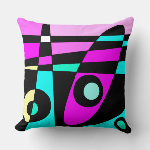 Abstrakt Surfing Turcos Shock rosa Gult Black Kudde