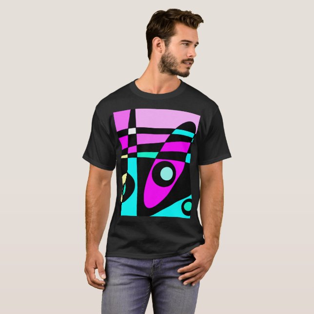 Abstrakt Surfing Turcos Shock rosa Gult Black T Shirt (Hel framsida)