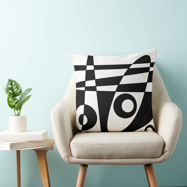 Abstrakt Surfing White Black Check Kudde (Stol)