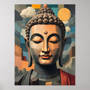Abstrakt Surreal Cubism Art Gautama Buddha Poster
