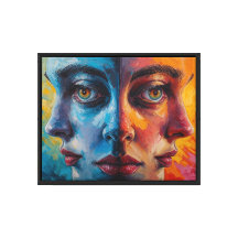 Abstrakt Surreal Porträtt - Tre Ansikte Artwork