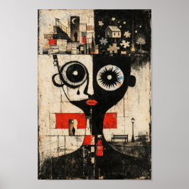 Abstrakt surrealistisk landskapsväggkonst Porträtt Poster