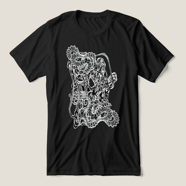 Abstrakt Surrealistiska svarta och vita moderna ko T Shirt (Design Framsida)