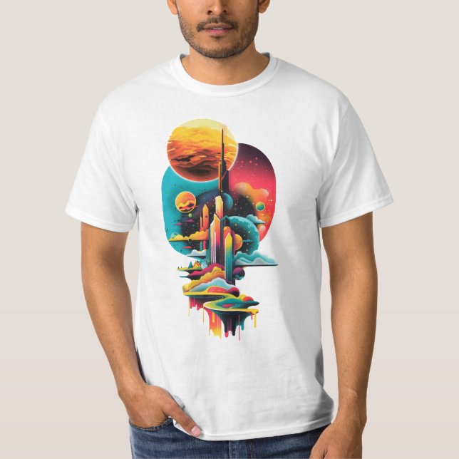 Abstrakt surrealistiskt drömmarelandskap t shirt (Framsida)