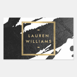 Abstrakt svart bläck penseldrag rektangulärt klistermärke