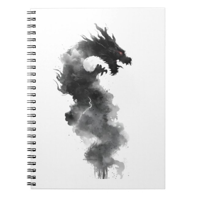 Abstrakt Svart Bläck Rök Drak Fantasy Anteckningsb Anteckningsbok (Framsidan)