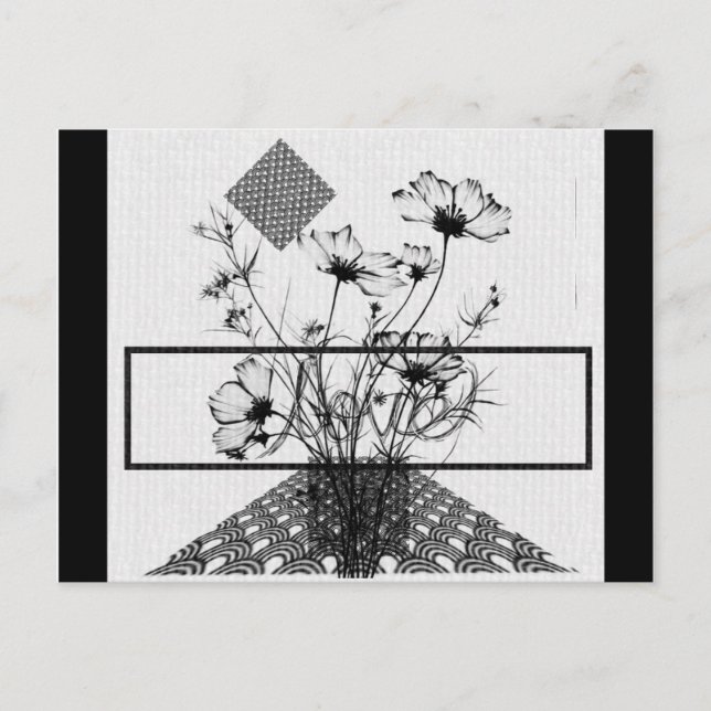 Abstrakt svart bukett blommor vykort (Framsida)