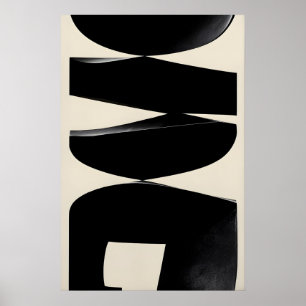 Abstrakt Svart Former Konsttryck Modernistisk Gicl Poster