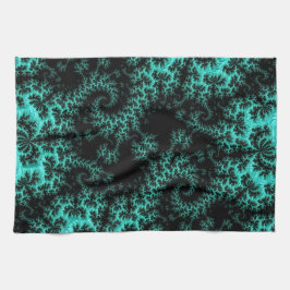 Abstrakt Svart Grönt Fractal Art Kökshandduk