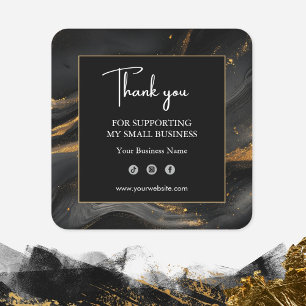 Abstrakt svart guld affärssticker fyrkantigt klistermärke