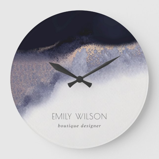 Abstrakt Svart guldfärgsfärg för golv Tvättar Stor Klocka (Framsida)