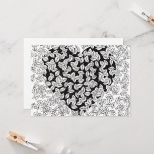 Abstrakt svart hjärta blad Doodle bröllopsinbjudan Inbjudningar