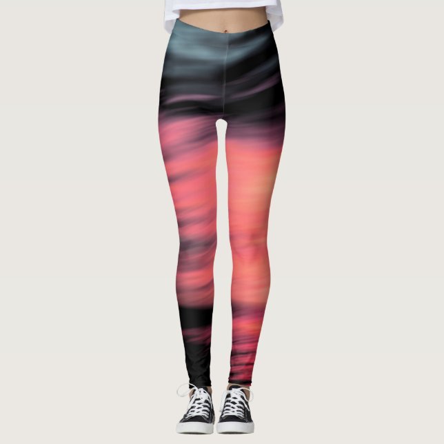 Abstrakt svart korall leggings (Framsida)