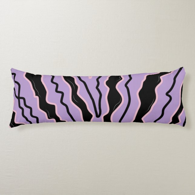 Abstrakt svart lila marmor boho groovy mönster kroppskudde (Framsidan)