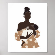 Abstrakt svart mamma som håller bebis konst
