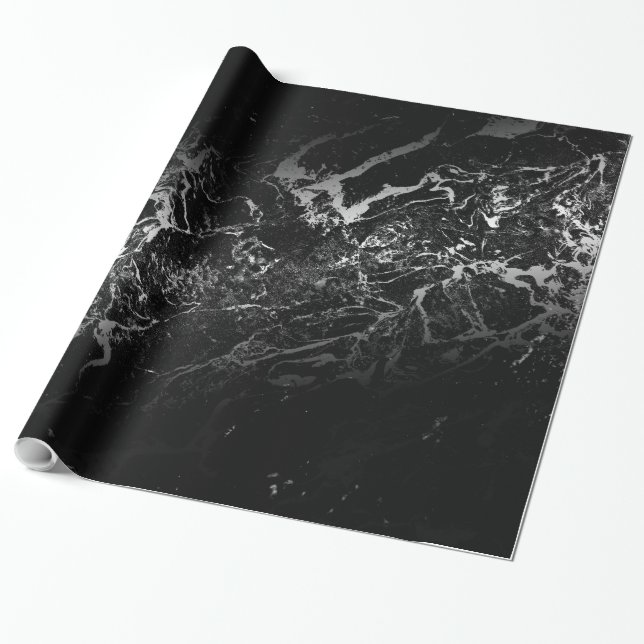 abstrakt svart marble-design presentpapper (Utrullad)
