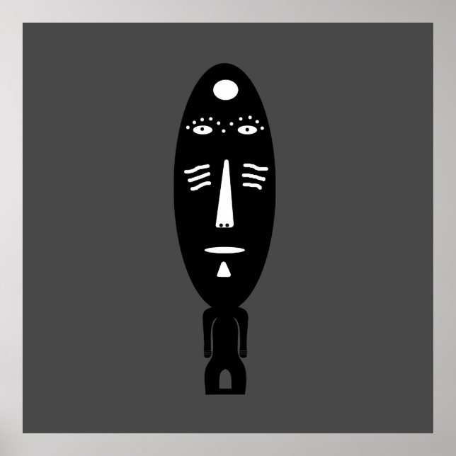 abstrakt svart modern porträtt art poster (Framsidan)