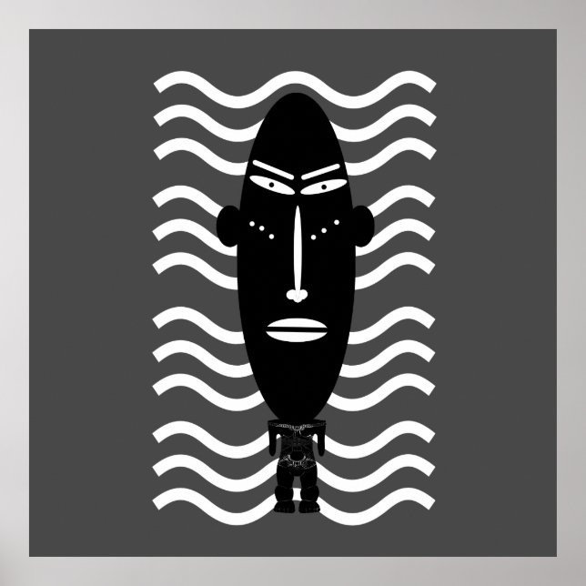 abstrakt svart modern porträtt poster (Framsidan)