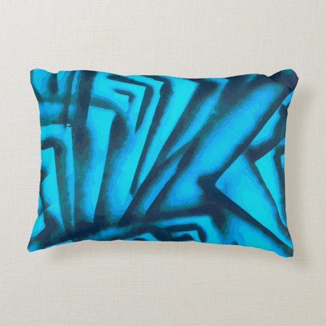 Abstrakt svart och blå prydnadskudde (Baksidan)