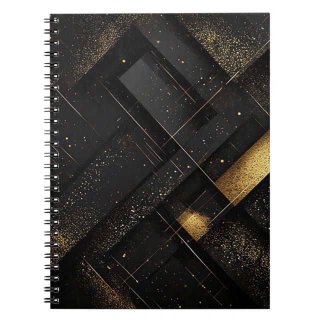 Abstrakt svart och guld geometrisk design anteckningsbok (Framsidan)