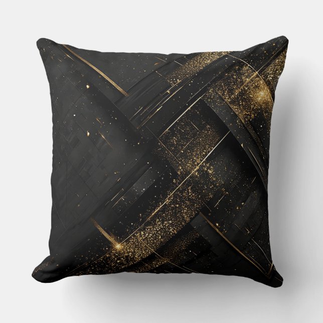 Abstrakt svart och guld geometrisk design kudde (Framsida)