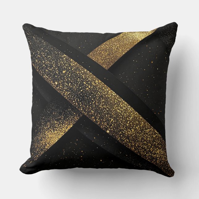 Abstrakt svart och guld geometrisk design kudde (Framsida)