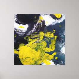 Abstrakt Svart och Gult Brushstroke Canvastryck