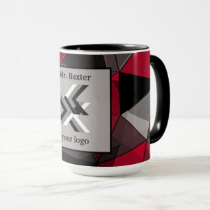 Abstrakt, svart och röd, monogram, logotyp mugg
