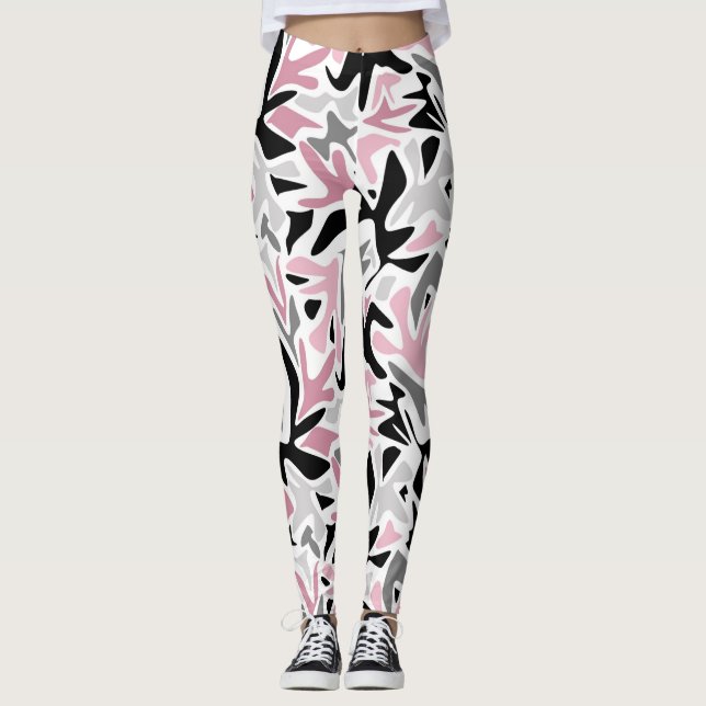 Abstrakt, svart och Rosa, Ungdom, Modern Thline Pi Leggings (Framsida)