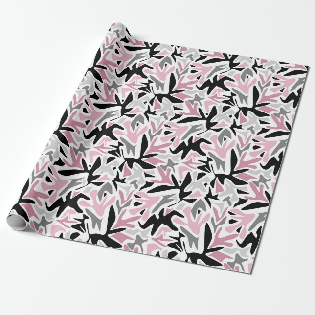 Abstrakt, svart och Rosa, Ungdom, Modern Thline Pi Presentpapper (Utrullad)