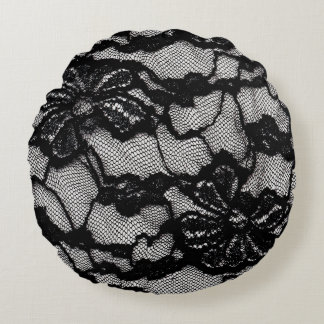 Abstrakt svart och vit klänning som ryggmärg rund kudde