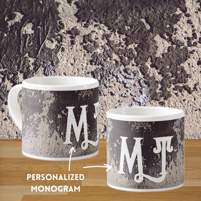 Abstrakt svart och vit (krackad vägg) espressomugg (Skapare uppladdad)