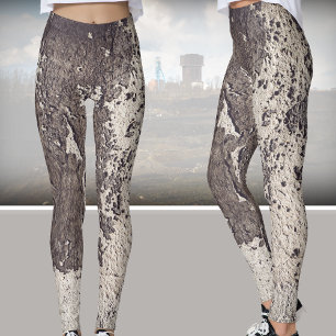 Abstrakt svart och vit (krackad vägg) leggings