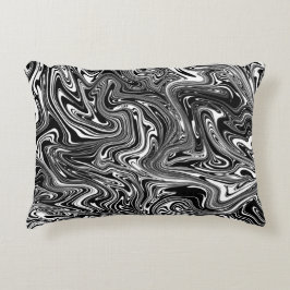 Abstrakt svart och vit Liquid Marble Prydnadskudde