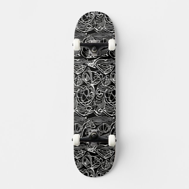 Abstrakt, svart och vit skateboard (Framsida)
