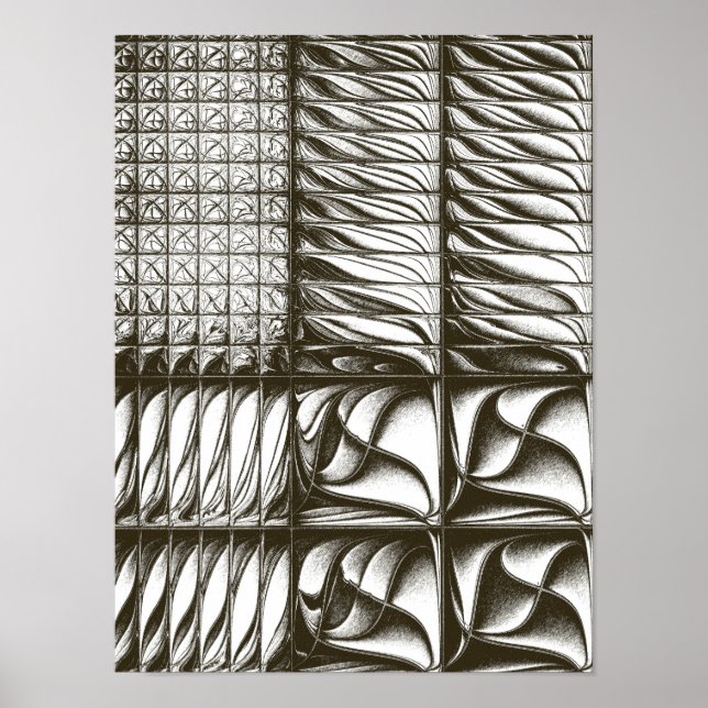 Abstrakt svart och vit texturerad geometrisk frakt poster (Framsidan)