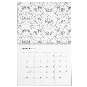 Abstrakt svart och vitt mönster med upprepande s kalender