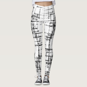 abstrakt svart på vit kork mönster leggings