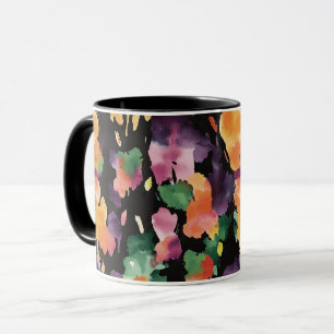 Abstrakt Svart Persika Orange Grön Rosa Mugg