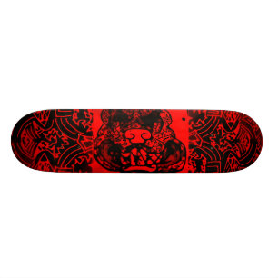 Abstrakt svart/röd "Pitbull" Skateboard Bräda 19,5 Cm