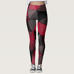 Abstrakt Svart, rött, grått-geometri. Leggings