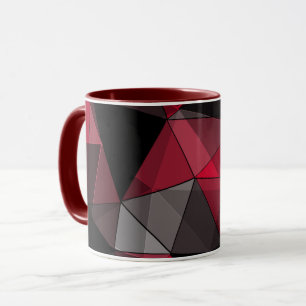 Abstrakt Svart, rött, grått-geometri. Mugg