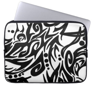 Abstrakt Svart Tribal Laptop Fodral