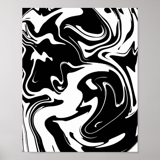 Abstrakt svart-vit flytande mönster poster (Framsidan)