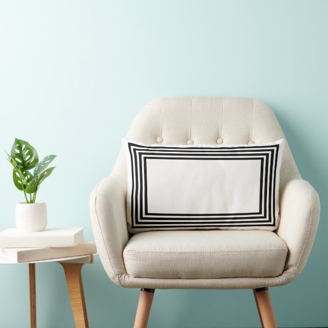 Abstrakt svart & vit geometrisk  lumbarkudde (Stol)