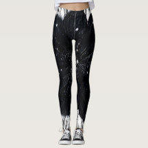Abstrakt svart & vit palmbladstryck leggings