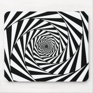 Abstrakt svart & vit spiral konst musmatta