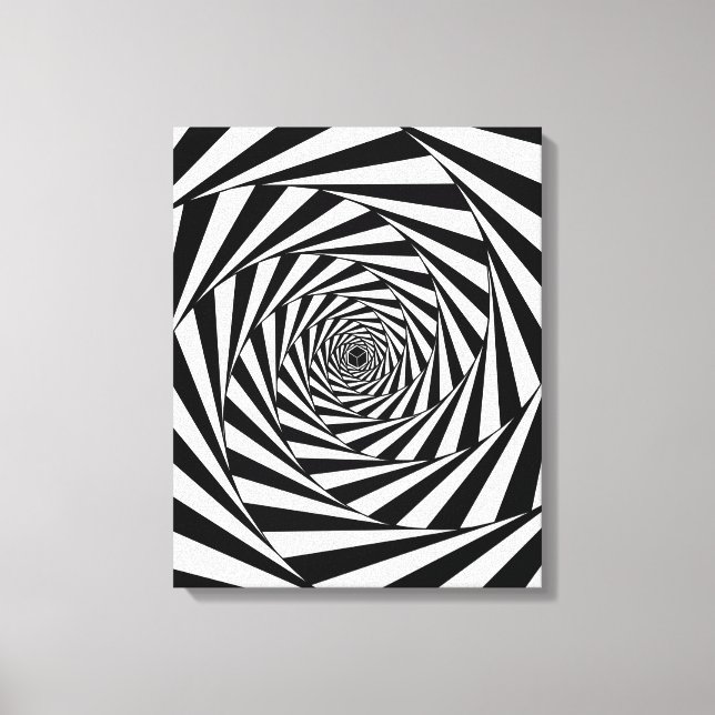 Abstrakt svart & vit virvel spiral trappa konst canvastryck (Framsida)