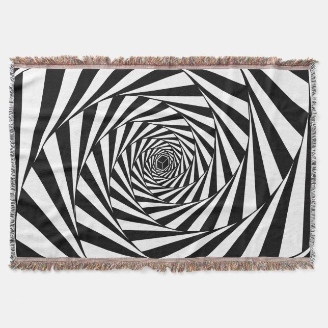 Abstrakt svart & vit virvel spiral trappa konst filt (Framsidan)